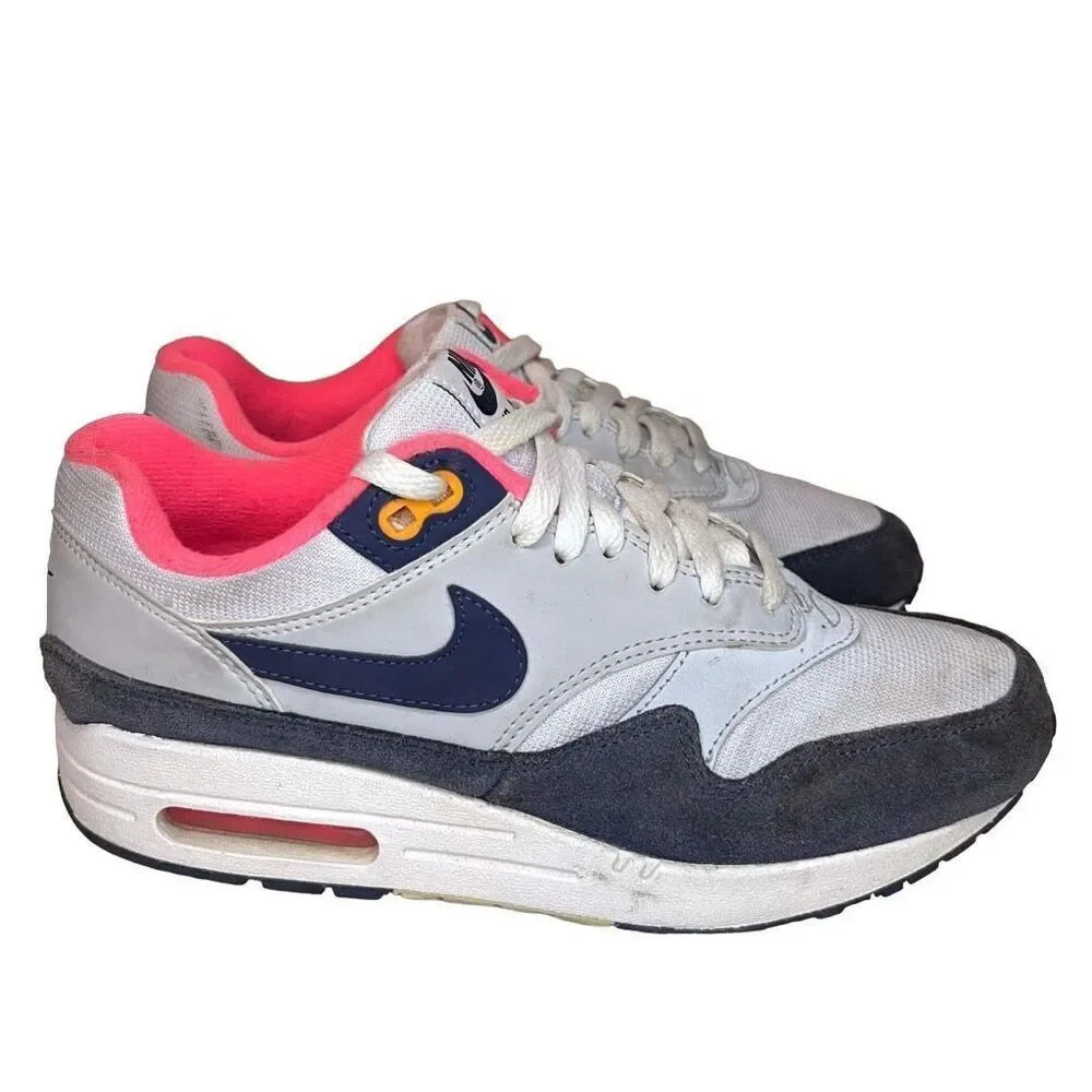 Nike Air Max 1 Size 7.5 Women’s White Navy Pink Womens Running Shoes Sneakers 31